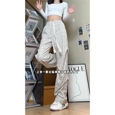 灯芯绒裤子男款潮牌褶皱直筒阔腿裤小香风休闲裤HK52118P34，男装休闲裤，电商基地A086
