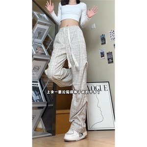 灯芯绒裤子男款潮牌褶皱直筒阔腿裤小香风休闲裤HK52118 P34图片