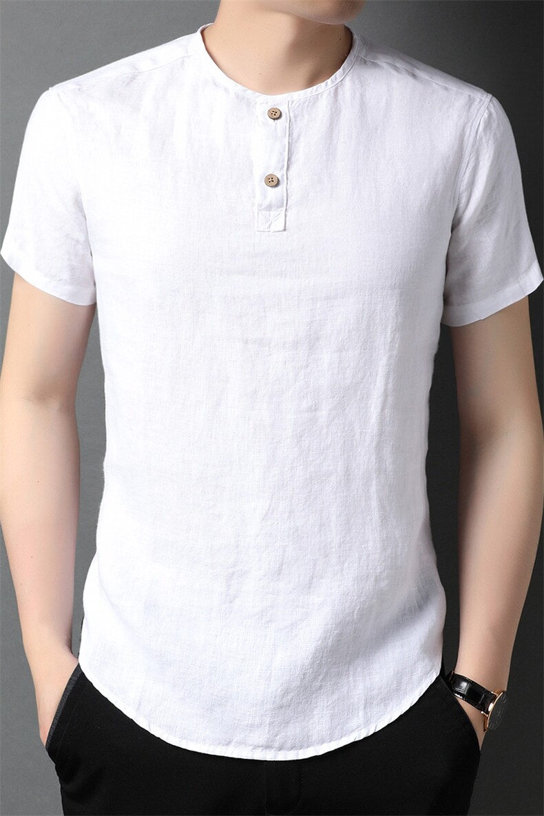 夏季2024年新款男士短袖衬衫宽松日常休闲纯色上衣T恤男士P100,男装衬衫,钱塘6003A(原)4033A