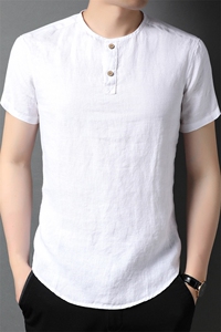 夏季2024年新款男士短袖衬衫宽松日常休闲纯色上衣T恤男士P100图片