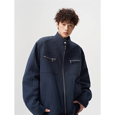 26春装高品质老钱风立领夹克外套男女美式潮牌拉链工装风宽松上衣，男装夹克，电商A443