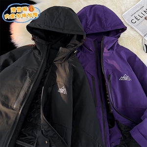 冬新防水防风滑雪服男中性风加棉加厚大码保暖夹克外套M77-P160图片