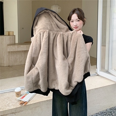 韩系工装风连帽派克服羊羔毛绒外套女冬2025新款保暖加厚加绒外套，女装短外套，艾米莉亚