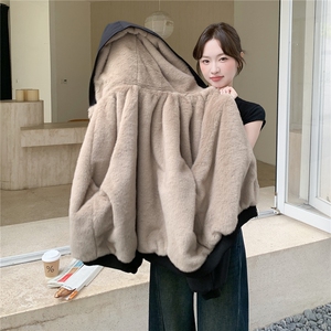 韩系工装风连帽派克服羊羔毛绒外套女冬2025新款保暖加厚加绒外套图片
