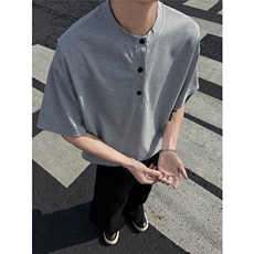 M-5XL250克玉米粒亨利领短袖夏季垂感冰丝T恤男潮流上衣特P18，男装T恤，电商C306-1