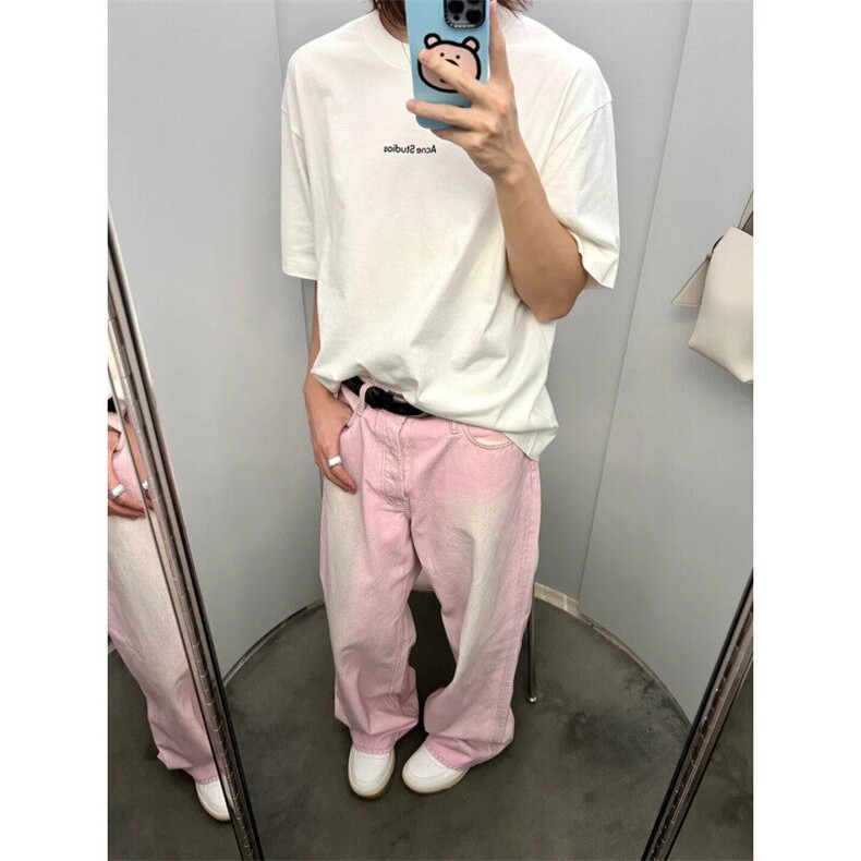 NZF55LL-P70cleanfit美式复古水洗粉色做旧牛仔裤高级感痞帅,男装牛仔裤,星座1007（原301D）