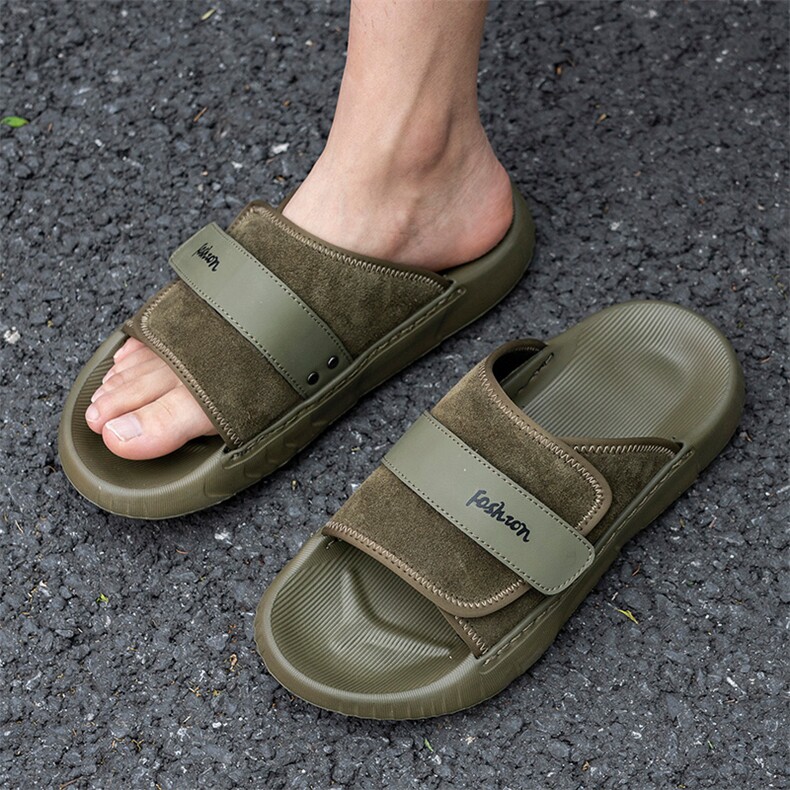 男士夏季真皮拖鞋潮流外穿休闲一字拖时尚凉拖鞋男，男鞋拖鞋，电商A223