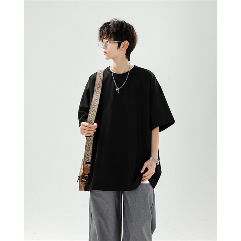 8XL-M高品质重磅棉光版纯色短袖T恤百搭款半截袖五分袖DX332特P23,男装T恤,电商D206-1