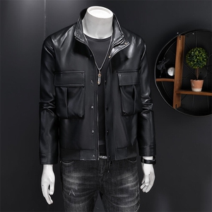 新款皮衣皮夹克机车服防风防水防油309B-3--8702-P80图片