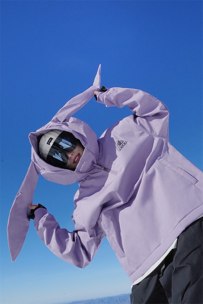 冬季防风防水兔耳朵保暖滑雪服男女银狐绒大码中性服外套M38-P125,男装棉衣,电商A001-1