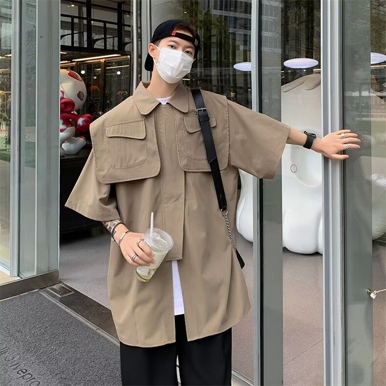 2024春夏新款男士潮流条纹设计感痞帅宽松休闲衬衫,男装衬衫,星座716-4
