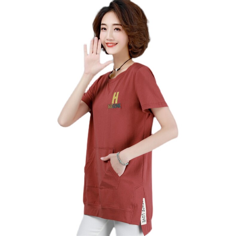 T恤2021年夏季时尚潮流舒适简约个性中长款短袖，女装T恤，丽影随形