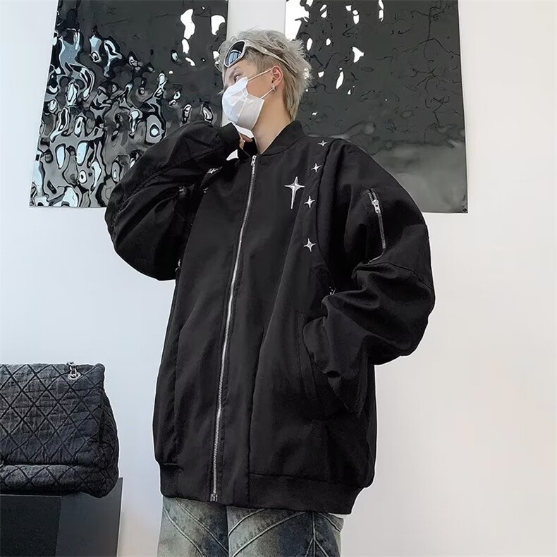 美式复古街头飞行员夹克棒球服男潮牌宽HY170-P65,男装夹克,星座1109-3