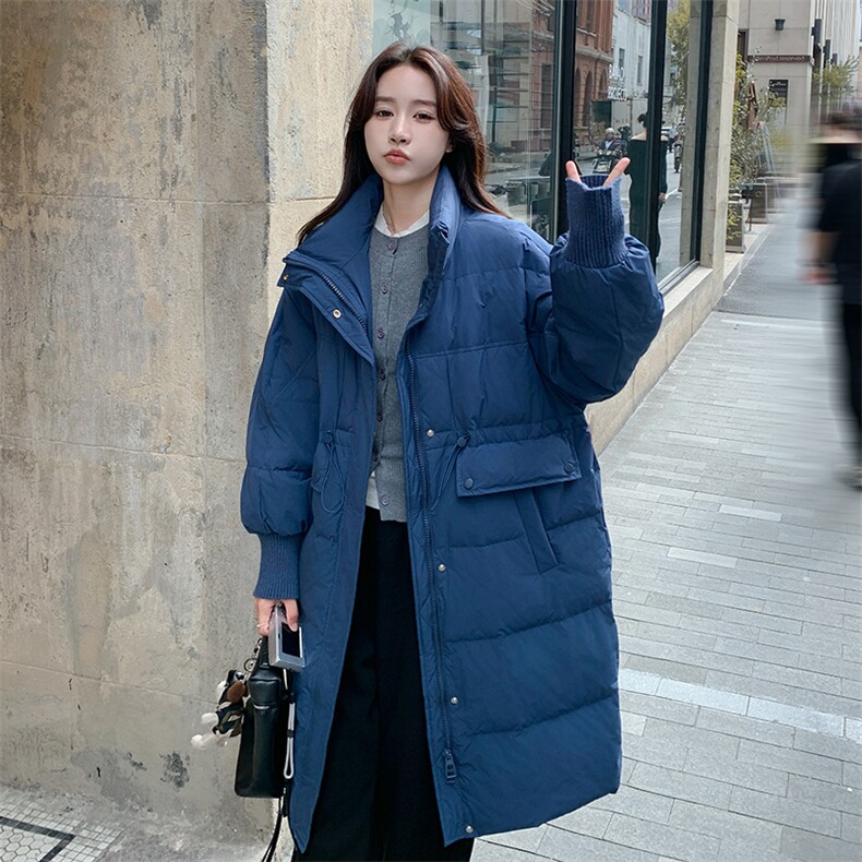 独特超好看针织披肩连帽羽绒服女冬今年流行高级感粉色中长款外套,女装羽绒服,2C206