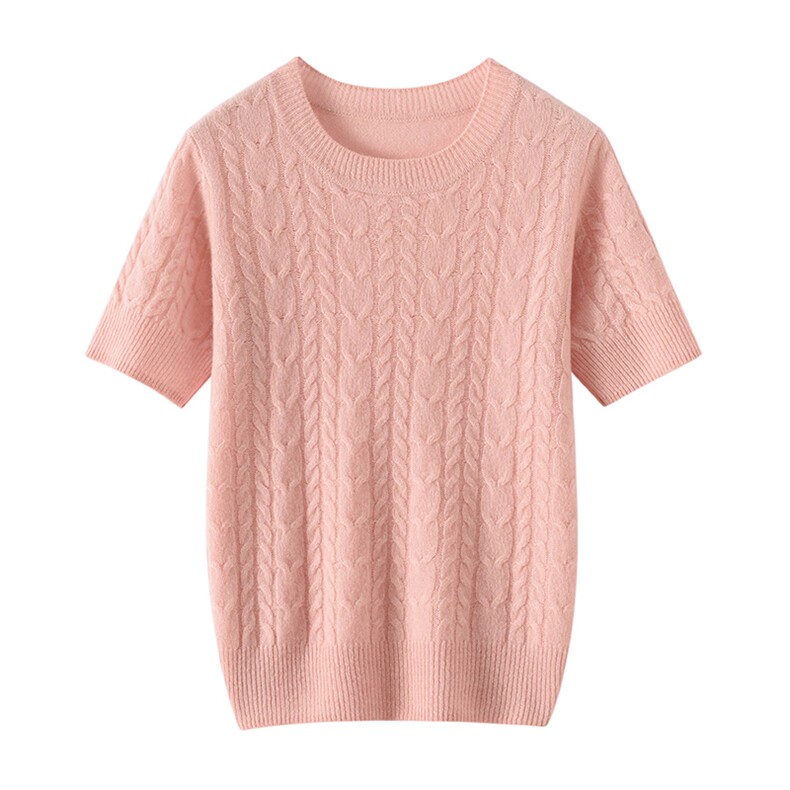 2025年秋季时尚百搭通勤简约休闲羊绒短袖，女装T恤，玖雪绒羊绒