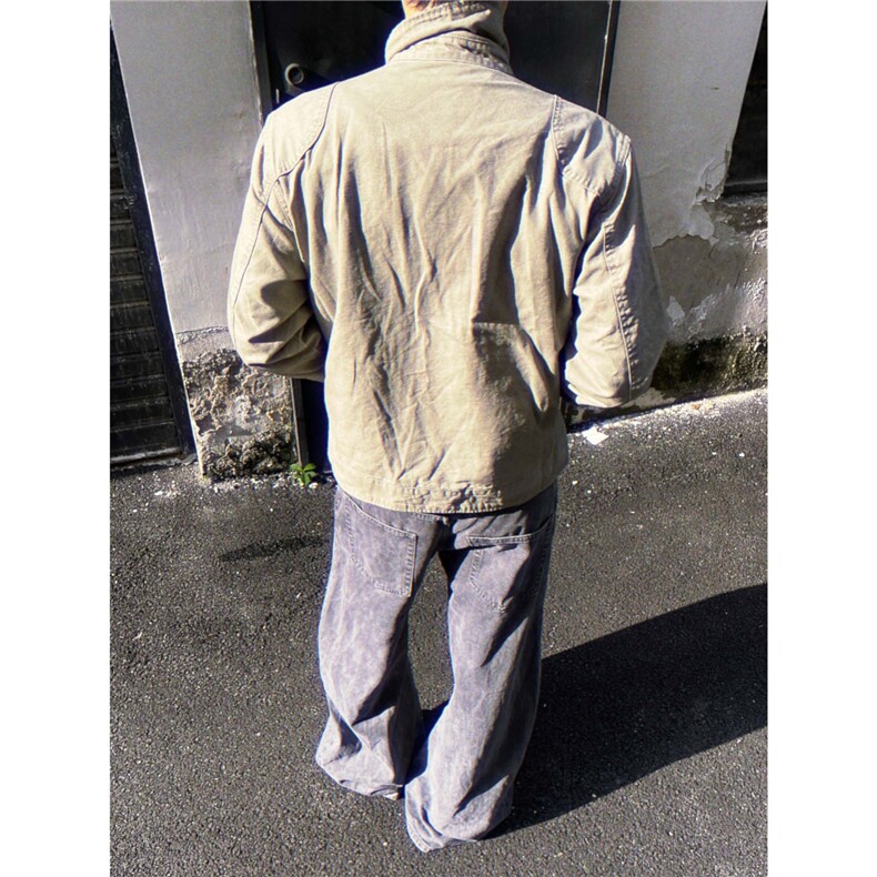 做旧飞机扣翻领夹克男女春秋季美式复古vintage短宽工装外套,男装夹克,星座506A
