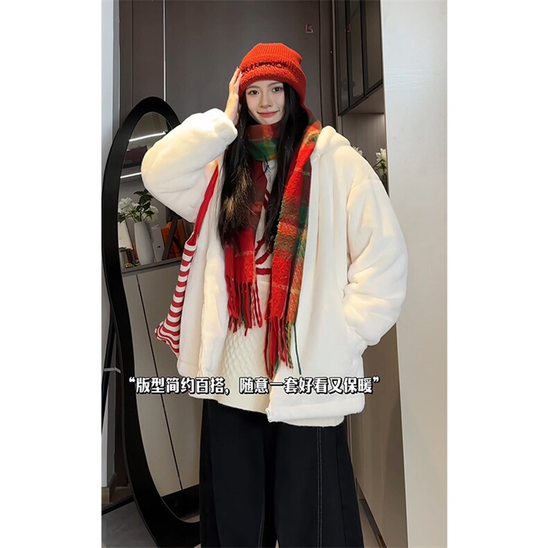 仿兔毛棉衣加绒加厚连帽情侣棉服保暖男女外套 D2661-TP70138图片