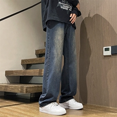 高街复古蓝直筒显瘦牛仔裤K528P55，男装牛仔裤，电商D325