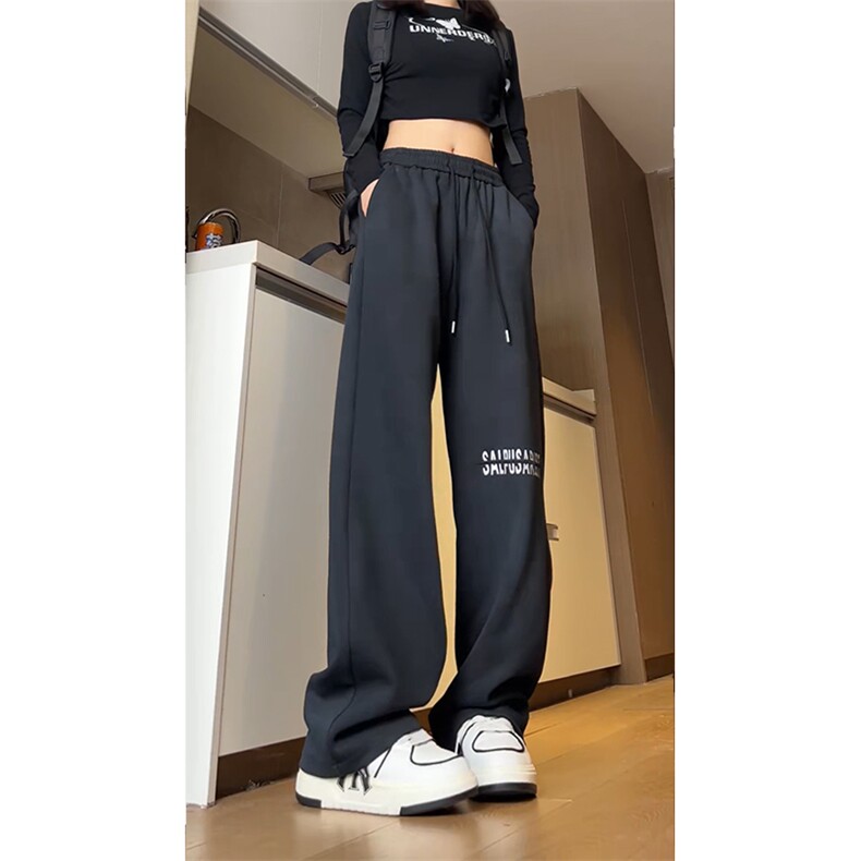 美式重磅水洗脏脏裤垂感宽松休闲刺绣运动裤504-K221-P45控68，女装休闲裤，星座504