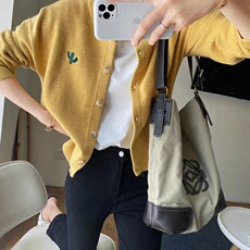 春秋新款针织开衫女宽松短款外套针织衫韩版百搭洋气，女装针织衫/毛衣，半城羊绒