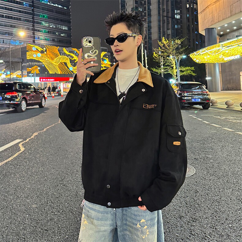 美式潮牌翻领复古夹克士做旧情侣美工装外套JK0237-P73,男装夹克,星座308B-2