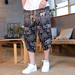 风男士冰丝宽松七分裤潮风休闲沙滩裤短裤XZ310B-3-D08-P33图片
