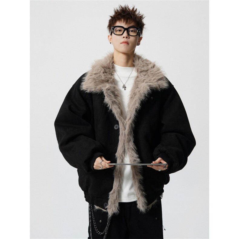 706-LK8181-P118现货冬季座山雕加厚棉服大翻领毛绒外套,男装棉衣,星座706