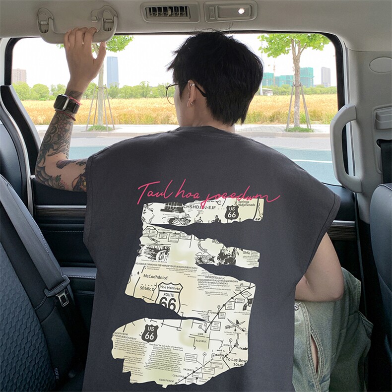 量大优得物抖音高品质重磅230克美式印花无袖t恤背心WB520特P18，男装背心/马甲，电商A486