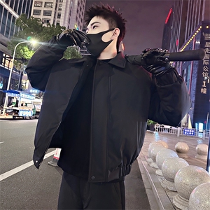 B38/P128控168冬季男士行政棉服高级感简约加厚袄子翻领棉衣黑首1图片