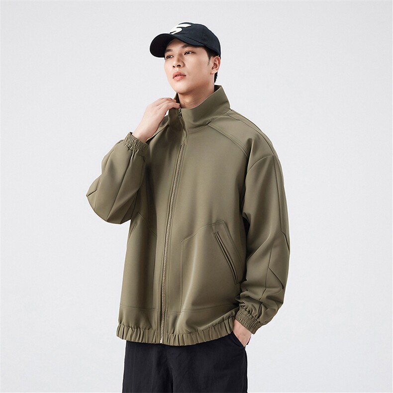 新款中性风户外夹克男立领纯色上衣冲锋衣外套DSA157B-JK7822-P50,男装夹克,电商A157B