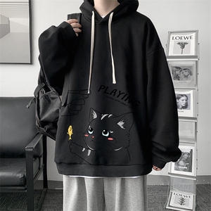 WY2129-P35 纯棉连帽卫衣男大码运动帽衫宽松薄外套男图片