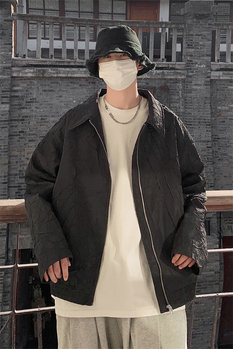 1春季新品潮男装复古褶皱高级感哈灵顿外套休闲夹克男JK8742P75,男装夹克,星座226-2