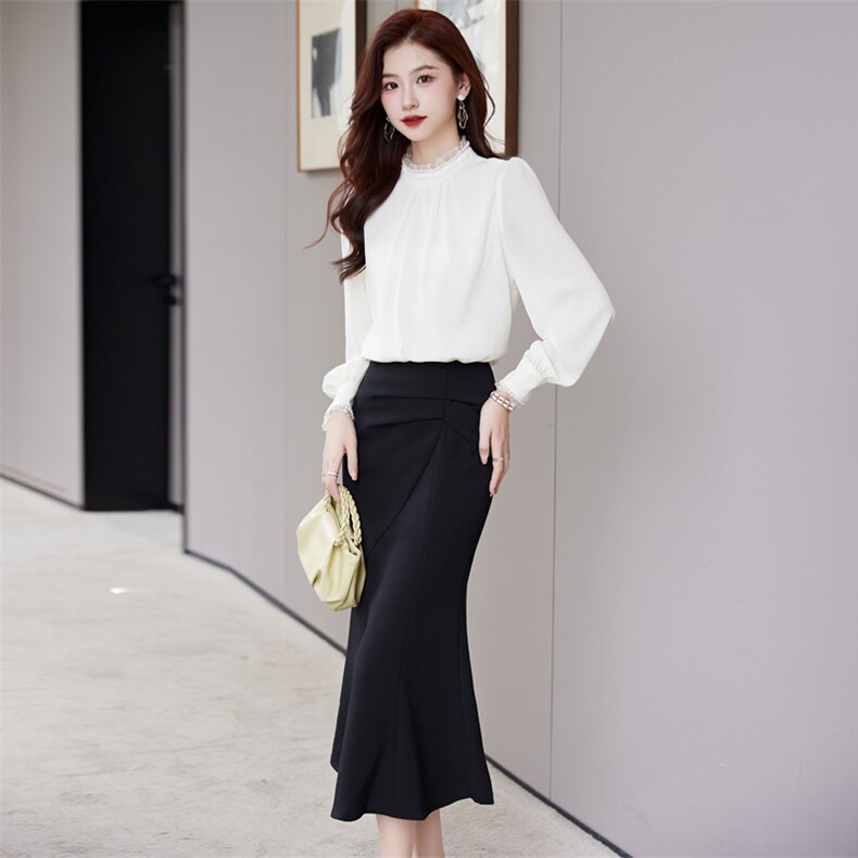 半身裙职业套装女2023年秋装新款时尚气质女神范包臀鱼尾裙两件套,女装套装/套裙,火爆靓佳人