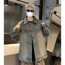 水洗做旧牛仔外套底特律工装夹克美式vibe重工牛仔衣W030-P47网图，男装工装外套，电商B245