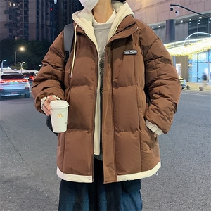 主推十万现货新款韩版假两件港风连帽宽松保暖棉衣外套MY9039-P80图片