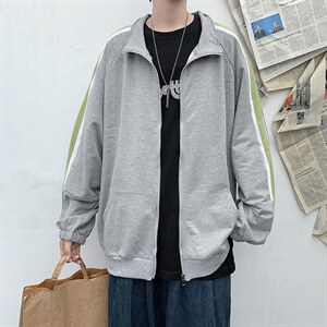 春秋撞色条纹卫衣ins港风原宿风宽松休闲百搭开衫外套 W1186-P30图片