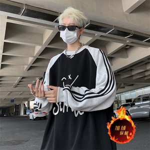 抖音得物供货 提供视频秋冬重磅美式宽松织带圆领卫衣07158图片