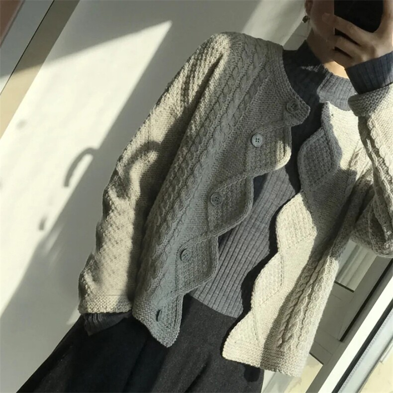 2025年秋季新款百搭女士菱形长袖保暖开衫,女装羊毛衫,新胜羊绒