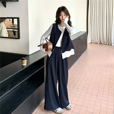新款！大量！马甲白T阔腿裤两件套2C133-8977-P185-K248，女装套装/套裙，2C133
