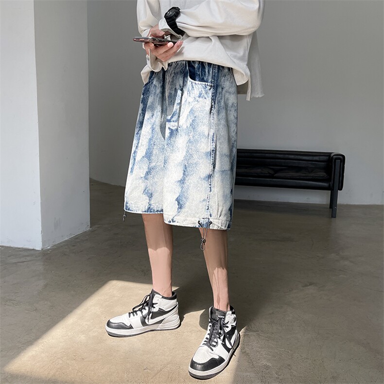 2025夏季新款时尚牛仔五分裤潮流宽松休闲短裤A125-DK12-P38，男装牛仔裤，电商A125