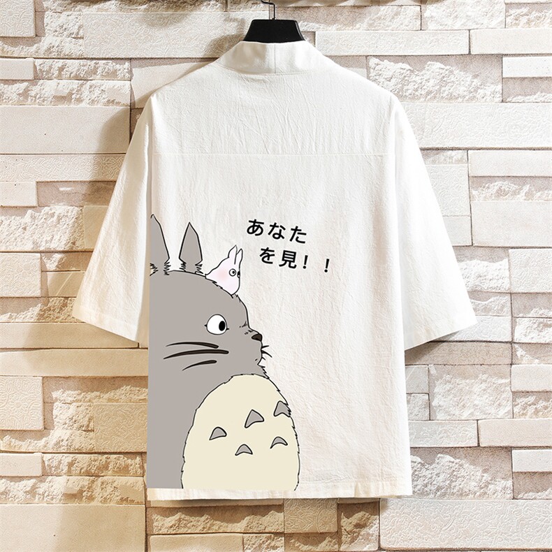 HF59150-P40风汉服男开衫外套七分袖道袍 砖墙挂拍图片