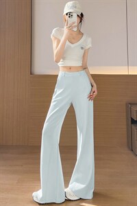 2026春季垂感显瘦低腰微喇阔腿宽松小个子休闲卫裤高级感长裤，女装休闲裤，梦白服饰厂