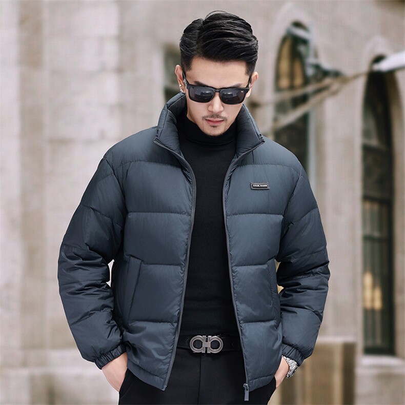 冬季2024羽绒服男青年潮服白鸭绒加厚加绒短款面包服立领时尚外套,男装羽绒服,钱塘6003（原4033）