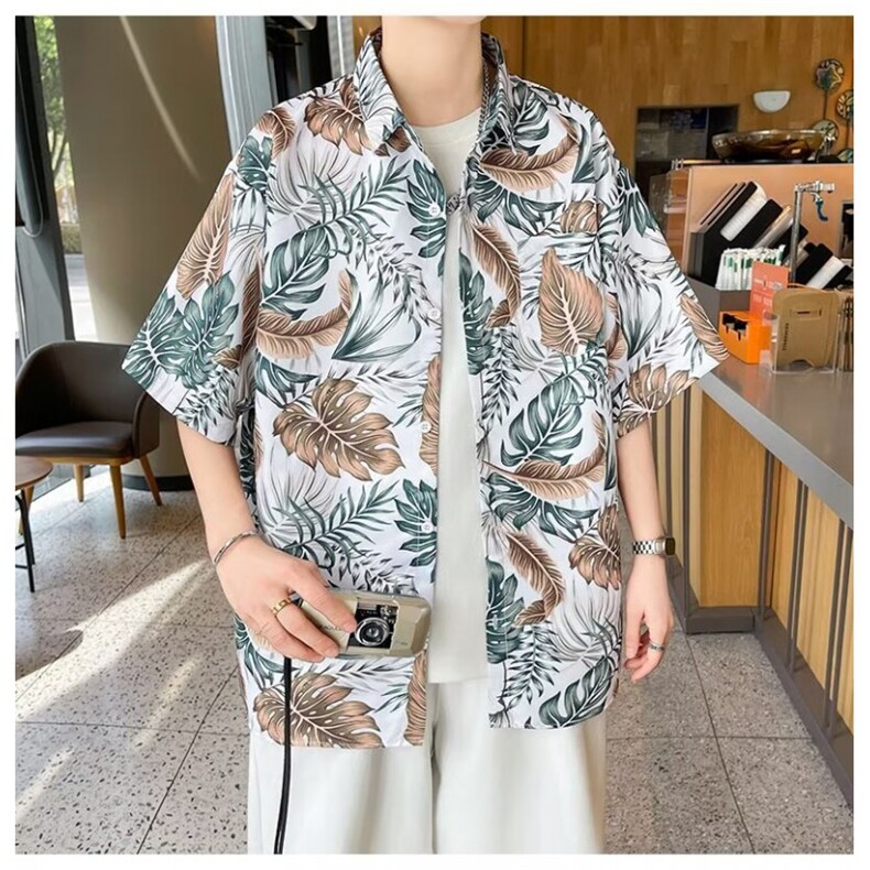 夏季男士印花短袖衬衫四面弹个性衬衣外套,男装衬衫,星座1013