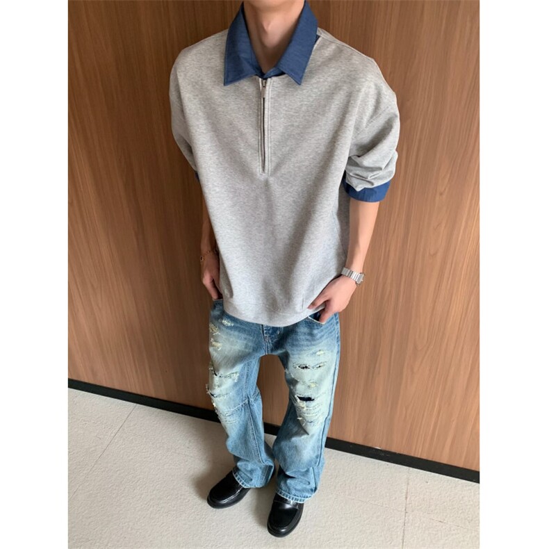 网图老钱风cleanfit假两件卫衣W1992/特P45,男装卫衣,电商B350