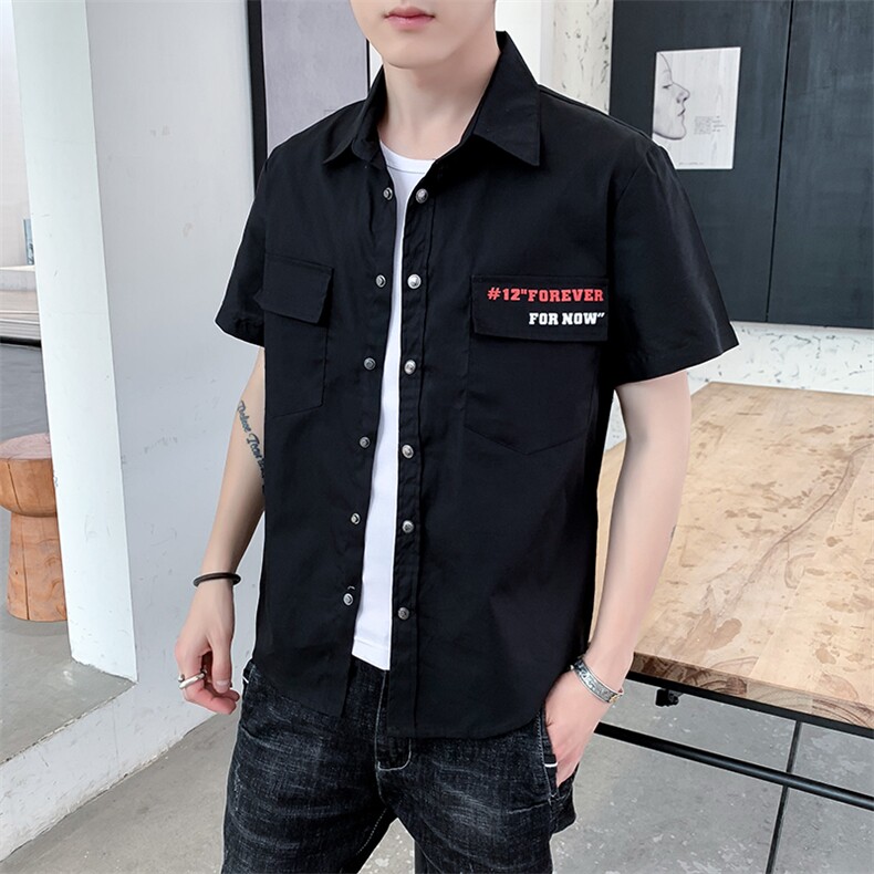 短袖衬衫男士休闲夏季新款港风宽松情侣纯色衬衣【限58】C-16-P45,男装衬衫,星座1206（原A206）