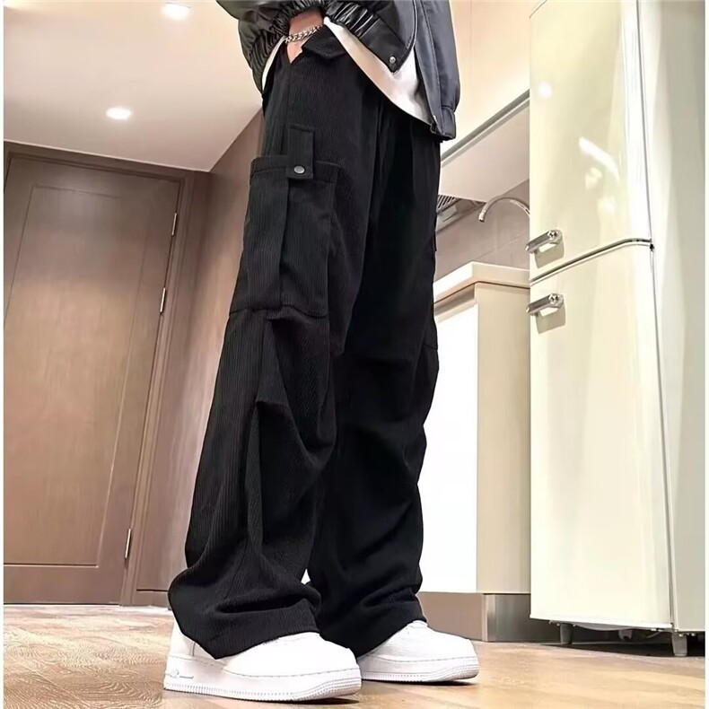 网络图现货新款潮流大码阔腿灯芯绒宽松直筒工装休闲裤JC12-P42,男装工装外套,星座715-7