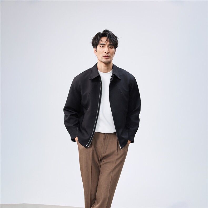 秋季2025老钱风抖音纯色休闲立领夹克店主风A236-JK628-P125,男装夹克,电商A236