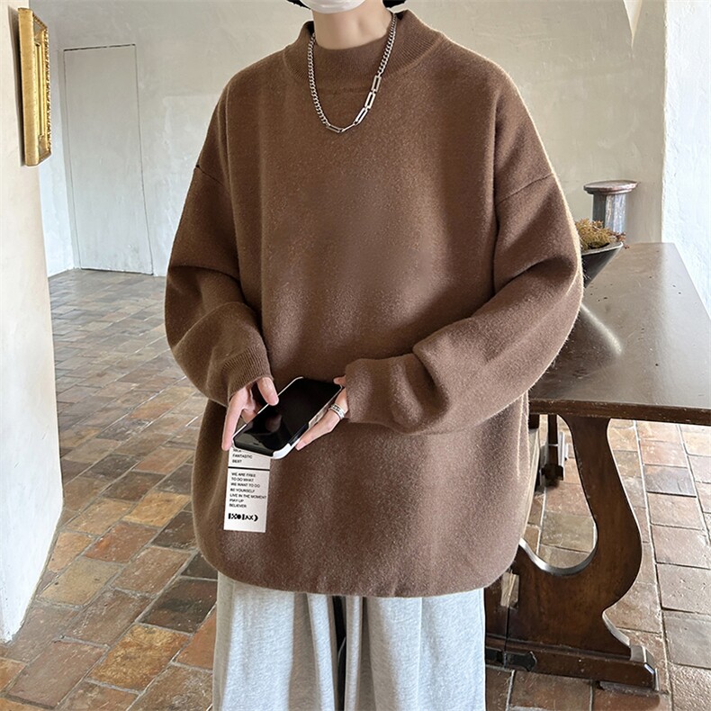 控68半高领毛衣男士大码针织衫男毛线衣男M18045-P45加绒款-P65,男装针织衫/毛衣,电商A040