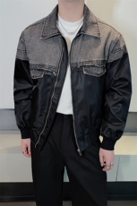 春季新款牛仔拼接小众设计夹克男休闲百搭棒球外套男JK2332-P130，男装工装外套，电商B267